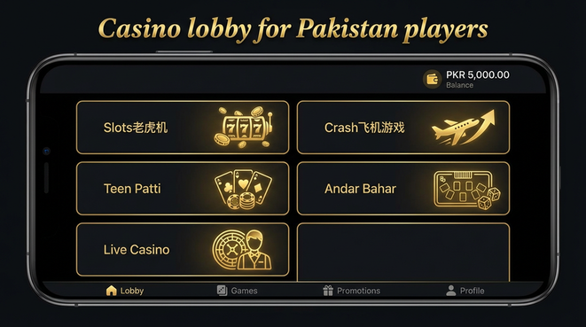 Lobby view of Luck Pub Game for Pakistan users